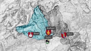 charta cun las trais vischnancas sper la vischnanca fusiunada da Glion