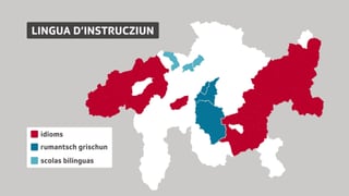 carta geografica cun la situaziun dal rumantsch en scola