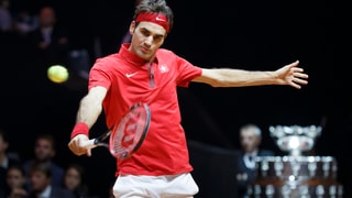 Federer durant ina partida dal final da la cuppa Davis il november passa. 