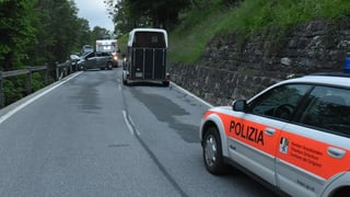 Divers autos involvids en l'accident ed in auto da polizia.
