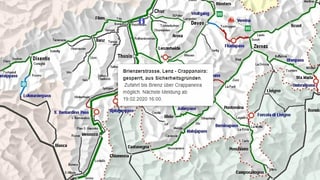 La via chantunala a Brinzauls resta serrada almain enfin mesemna a las quatter il suentermezdi.