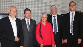 Josias Gasser (PVL), Heinz Brand (PPS), Silva Semadeni (PS), Hansjörg Hassler (PBD) e Martin Candinas (PCD)