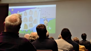 Experts da lingua e commembers dad organisaziuns linguisticas sa fatschentan cun in «pirat Rumantsch». Experts da lingua e commembers dad organisaziuns linguisticas sa fatschentan cun in «pirat Rumantsch».