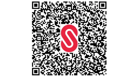 QR-Code mit rotem S-Logo in der Mitte.