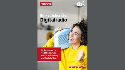 Maletg simbolic cun ina dunna che porta in radio DAB+ sin la spatla