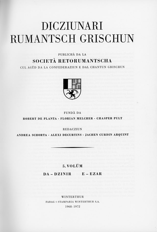 Frontispizi dal Dicziunari Rumantsch Grischun (DRG)