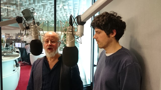 Luis Coray e Pascal Gamboni en il studio dal Radio Rumantsch.