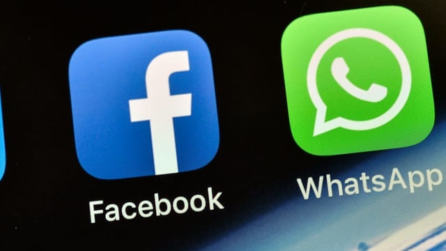 Logos da Facebook e WhatsApp.