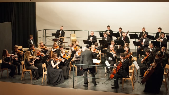L'orchester academic sinfonic da giuvenils da L'viv il 2014 a Mustér.