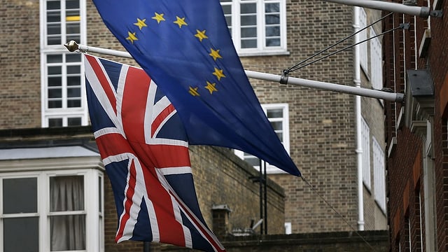 bandiera da Gronda Britannia e bandiera da UE.