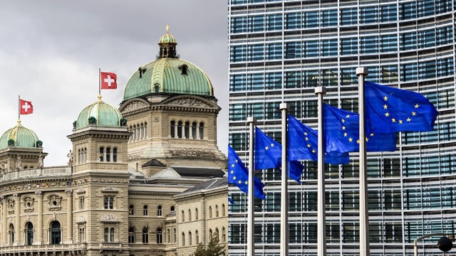 Chasa federala e bandieras da l'UE.
