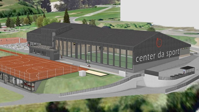 Visualisaziun dal nov Center da sport e cultura a Mustér.