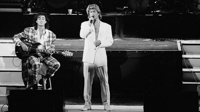 George Michael ed Andrew Ridgeley da WHAM! durant in concert a Peking il 1985.