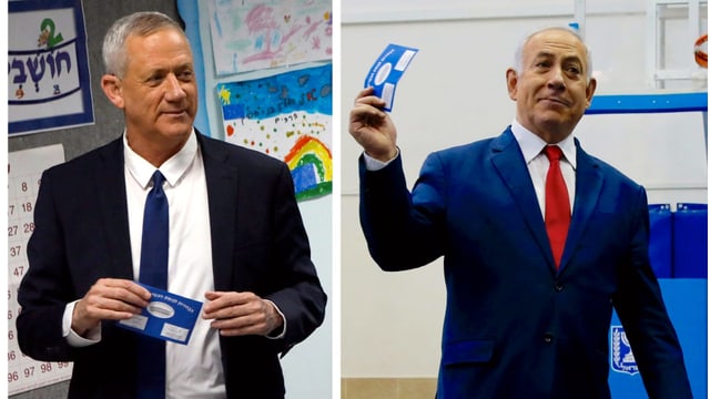 Ils dus politichers israelians Benny Gantz e Benjamin Netanjahu.