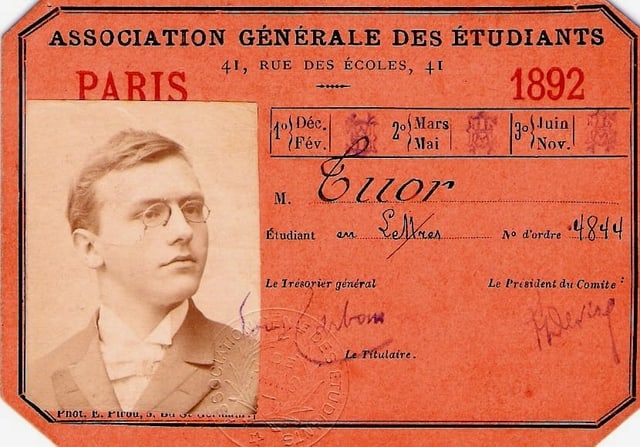 Charta da student dad Alfons Tuor cura ch’el era student a Paris