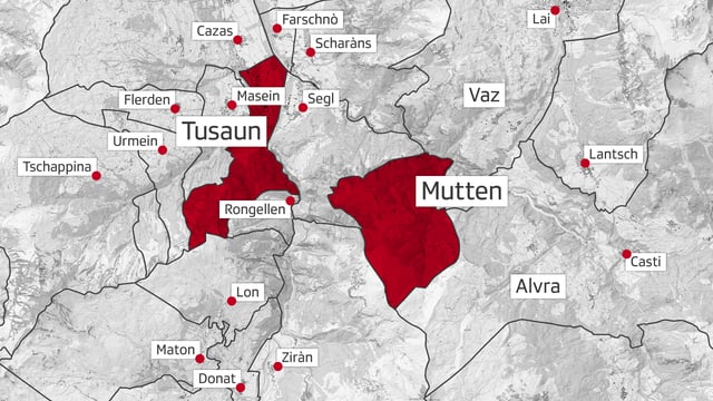 Ina charta che mussa il territori da Mutten e da Tusaun. Ina charta che mussa il territori da Mutten e da Tusaun.
