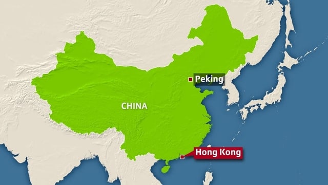 Charta da la China cun Hongkong.