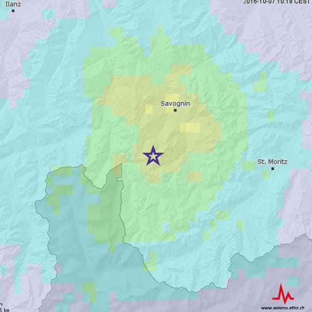 Visualisaziun dal terratrembel a Juf dal servetsch seismologic svizzer. Visualisaziun dal terratrembel a Juf dal servetsch seismologic svizzer.