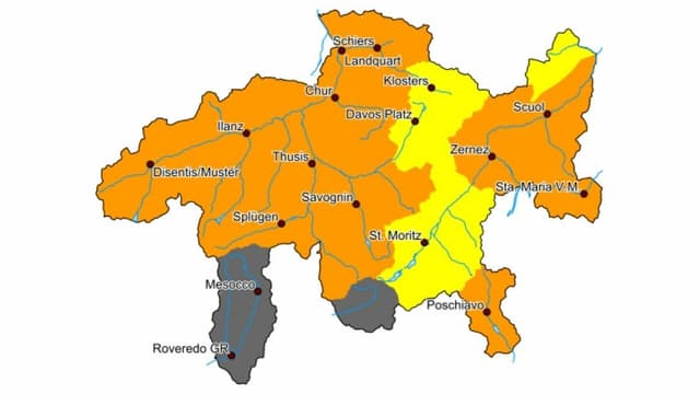 La charta dal chantun Grischun mussa nair la Val Mesauc e la Bregaglia, oransch la grond'autra part dal chatnun e cun mellen èn nudadas l'Engiadin'Ota e la regiun enturn Tavau. La charta dal chantun Grischun mussa nair la Val Mesauc e la Bregaglia, oransch la grond'autra part dal chatnun e cun mellen èn nudadas l'Engiadin'Ota e la regiun enturn Tavau.