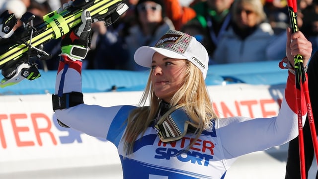 Lara Gut ch'è vegnida terza en il slalom gigant a Sestriere.