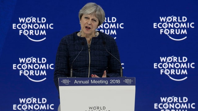 Theresa May durant ses pled al WEF 2018. 