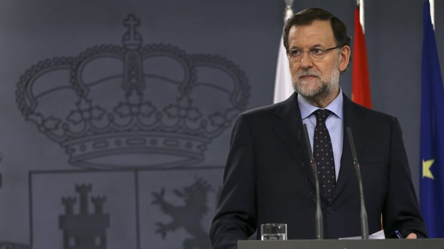 Il primminister da la Spagna, Mariano Rajoy, durant ina conferenza da pressa.
