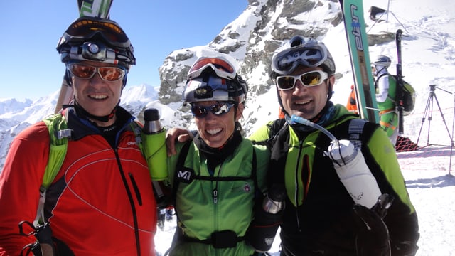 Andri Lansel, Gianna Rauch e Andri Poo sin la Rosa Blanche sin 3150 meters sur mar, l'onn 2014