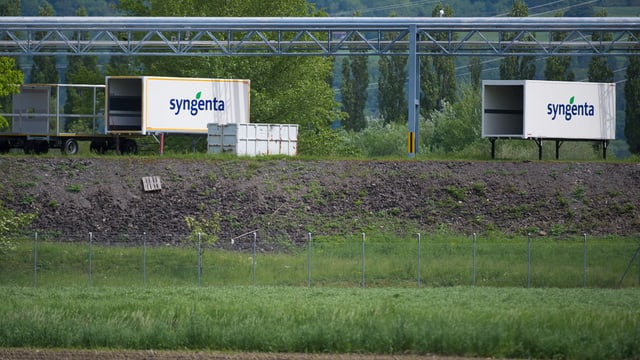 Containers cun logo dal concern svizzer Syngenta.
