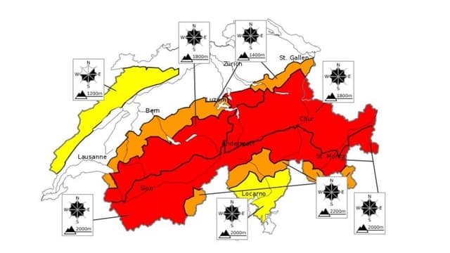 Situaziun da lavinas en Svizra a las 08:00.