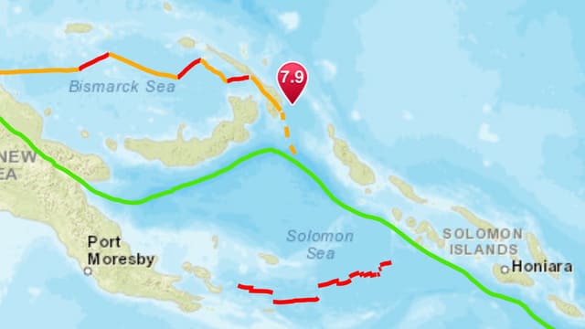 Il terratrembel è vegnì registrà circa 100 kilometers davant la costa da Papua Nova Guinea.
