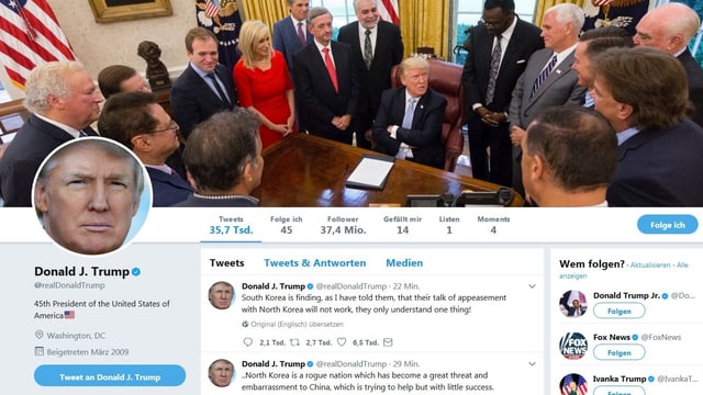 Screenshot da l'account da twitter da Trump.