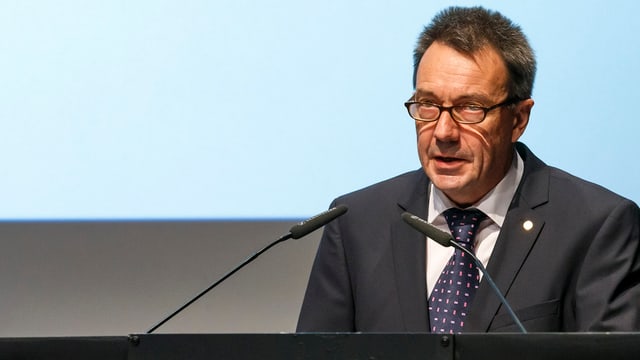 Il president da l’IKRK, Peter Maurer a la 32avla conferenza internaziunala da la Crusch cotschna e da la Mesaglina cotschna.