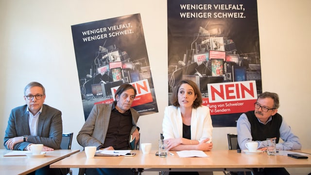 Il comité  "Na a la fin d'emissiun" ha lantscha oz il cumbat da votaziuns encunter l'iniziativa No Billag a Berna.