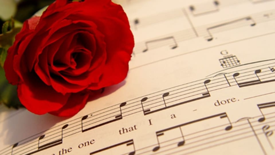 La rosa cotschna è in simbol da l'amur e dominescha era il chant e la musica.
