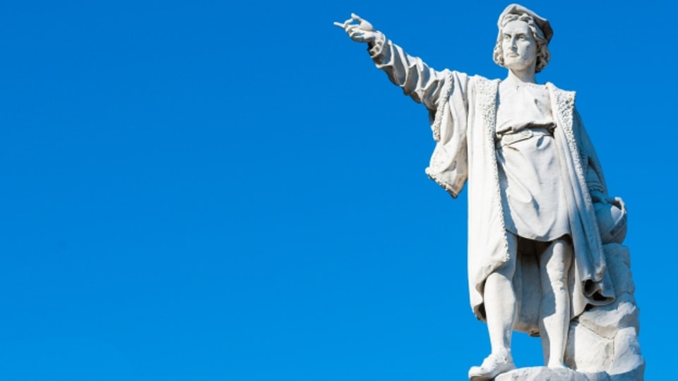 La statua da Christoph Columbus a Santa Margherita.