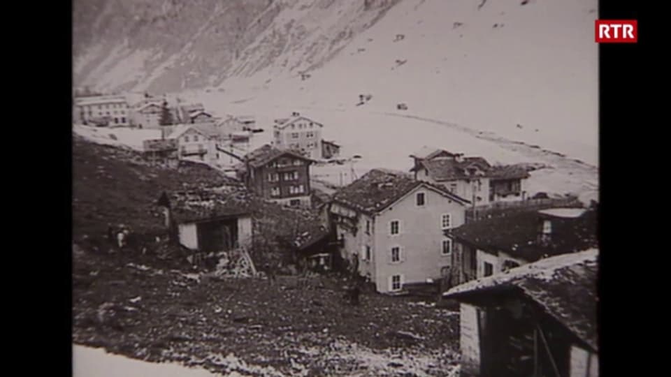Il vitg da Val S. Pieder cun chasas destruidas