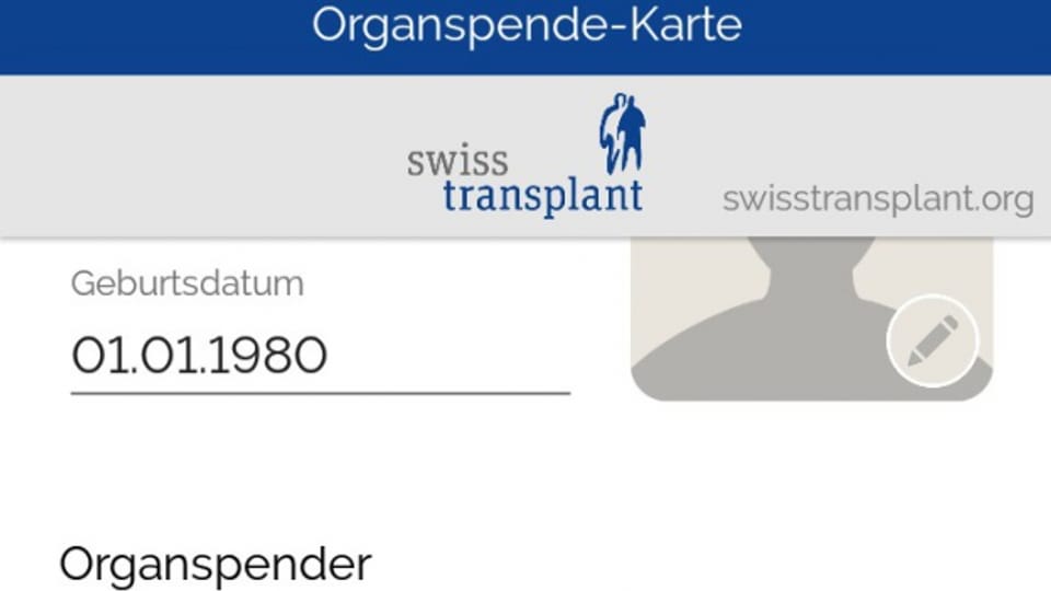 Ina part da l'app per donaziuns d'organs
