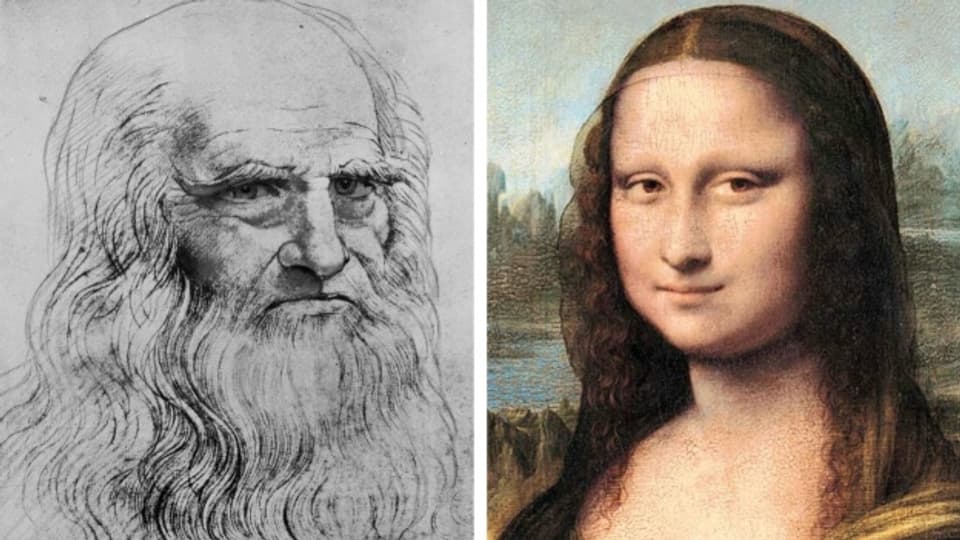 Leonardo da Vinci e ses purtret renumà da la Mona Lisa.