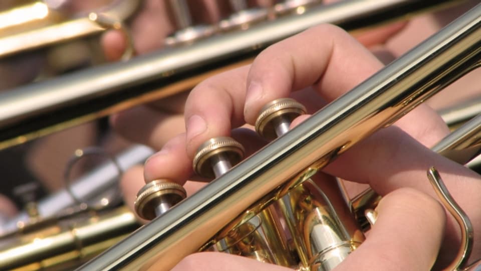 In musicist che suna in'instrument a flad da sturs.