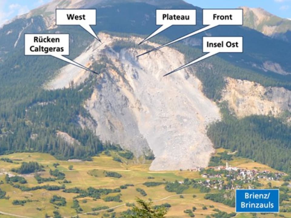 Bergsturzzonen in Brienz Graubünden.