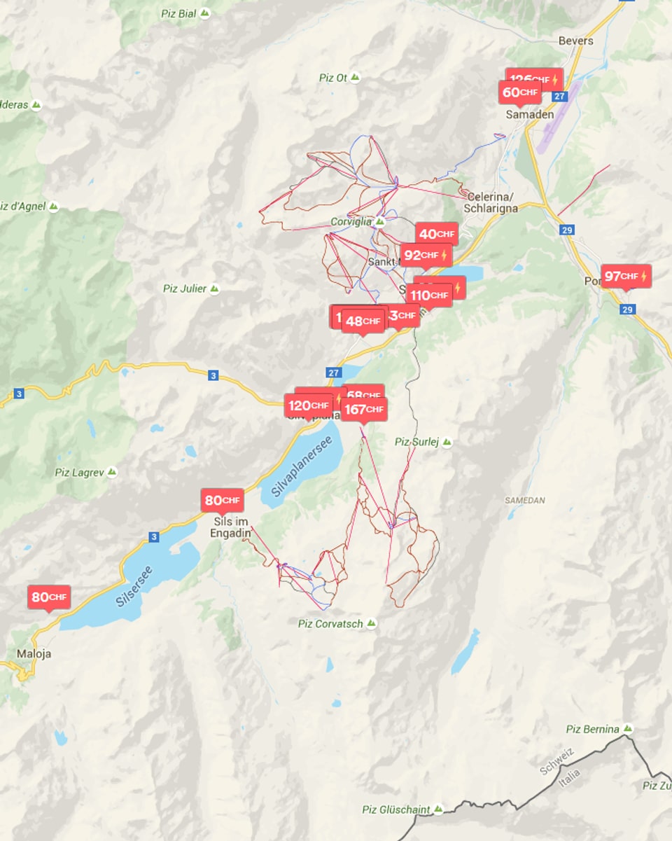 Inserats d'Airbnb a Silvaplauna, San Murezzan e Samedan.