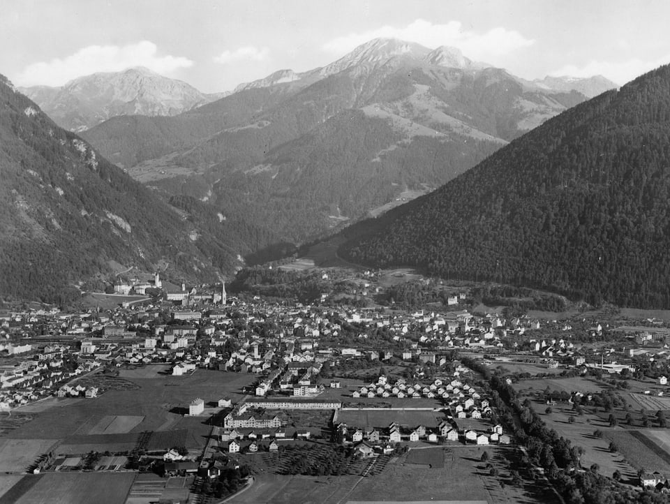 Rheinquartier in Chur im Jahre 1946 mit einzelnen Siedlungen.