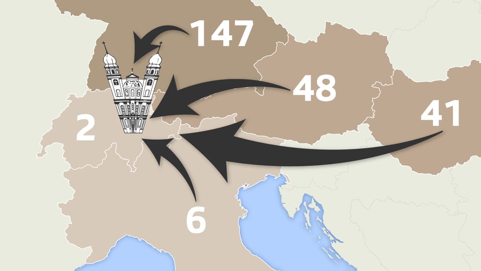 Charta da l'Europa che mussa il dumber da giuvenils che derivan ord tge terra.
