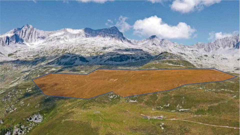 Voraussichtliche Fläche für ein Solarkraftwerk auf der Alp Run in Disentis