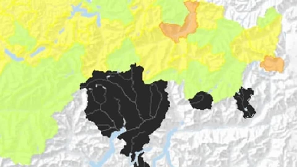 Situaziun actuala carta cun tessin e valladas dal sid en nair