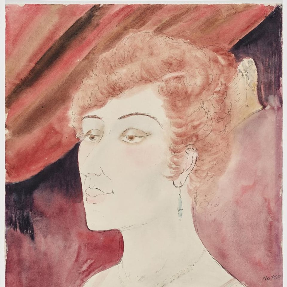 Aquarel da Otto Dix: Dame in der Loge, 1922