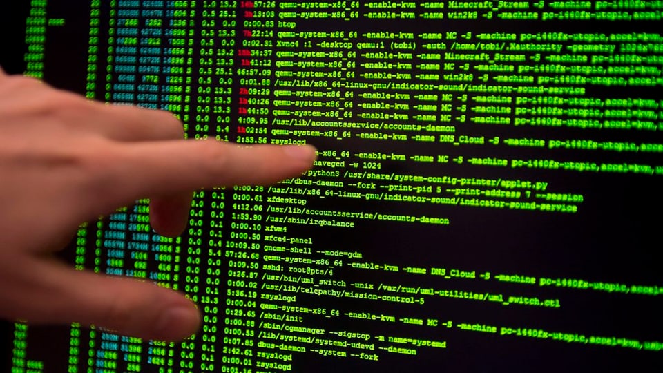Maun che mussa sin datas da computer. 