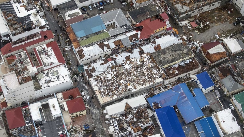 In quartier devastà fotografà ord l'ajer.