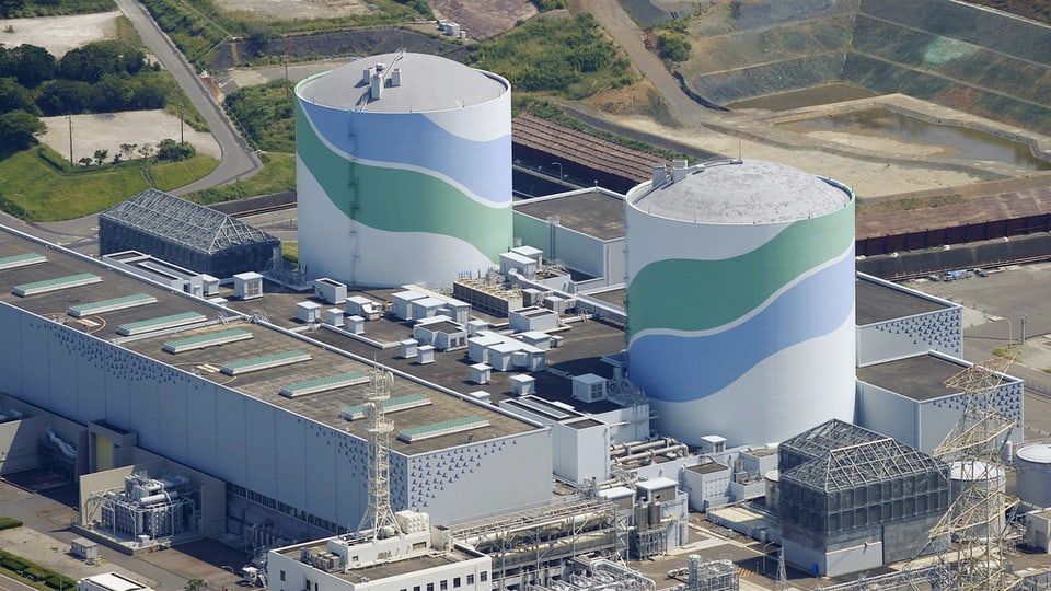 Vista ord l'aria sin l'ovra atomara Sendai a Satsumasendai en la prefectura Kagoshima.