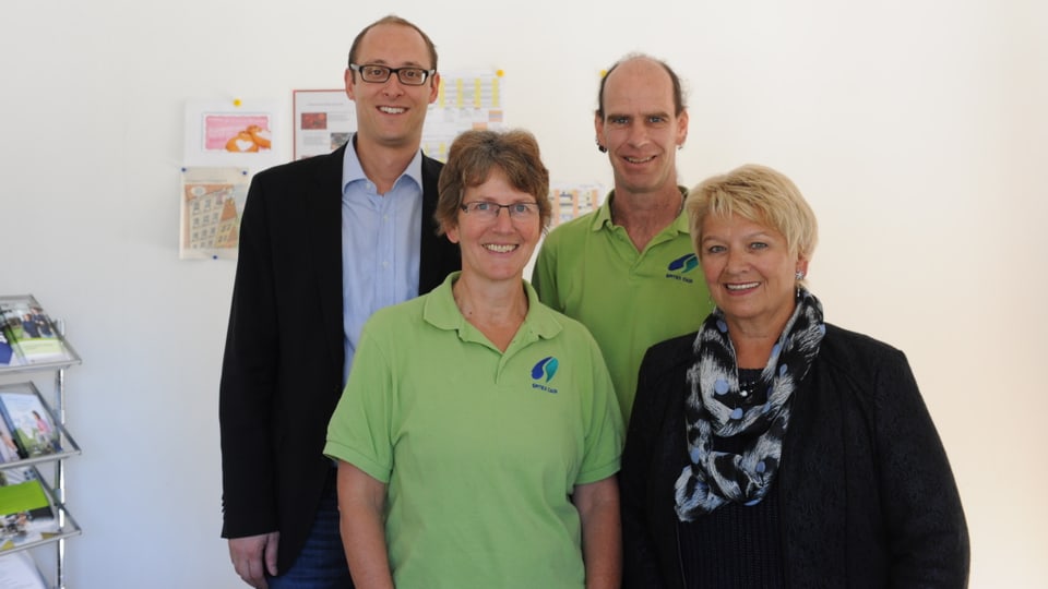 Martin Candinas (cusseglier naziunal), Marlies Vincenz (Spitex Cadi), Daniel Herger (Spitex Cadi), Marlis Alig (SBK)